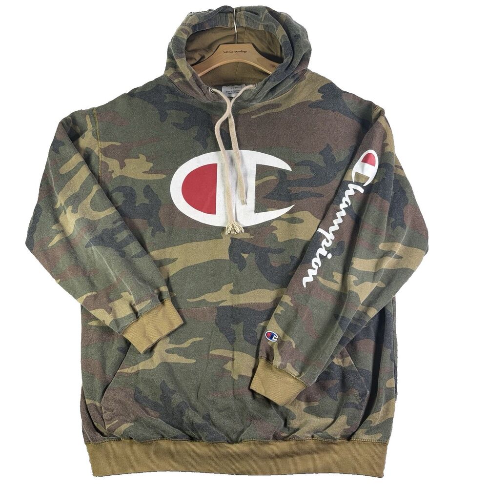 Champion Pullover Hoodie Mens XLT (TALL) Camo Activewear Training Military Gym